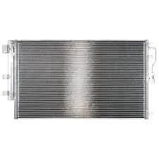 H6 AC Condenser with flat aluminum cooling core, side mounting tabs, and refrigerant pipe outlets for Haval H6 front HVAC fitment