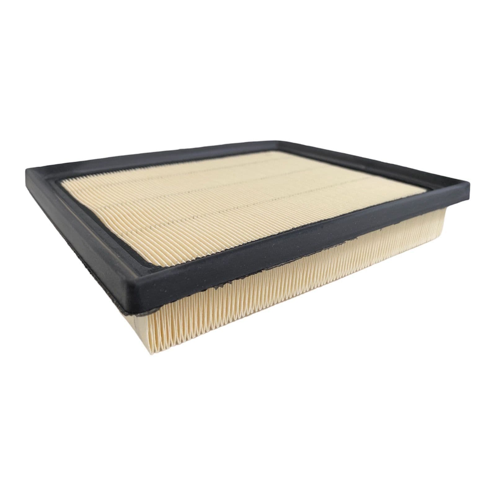 Rectangular engine air filter with pleated paper element and rubber sealing frame