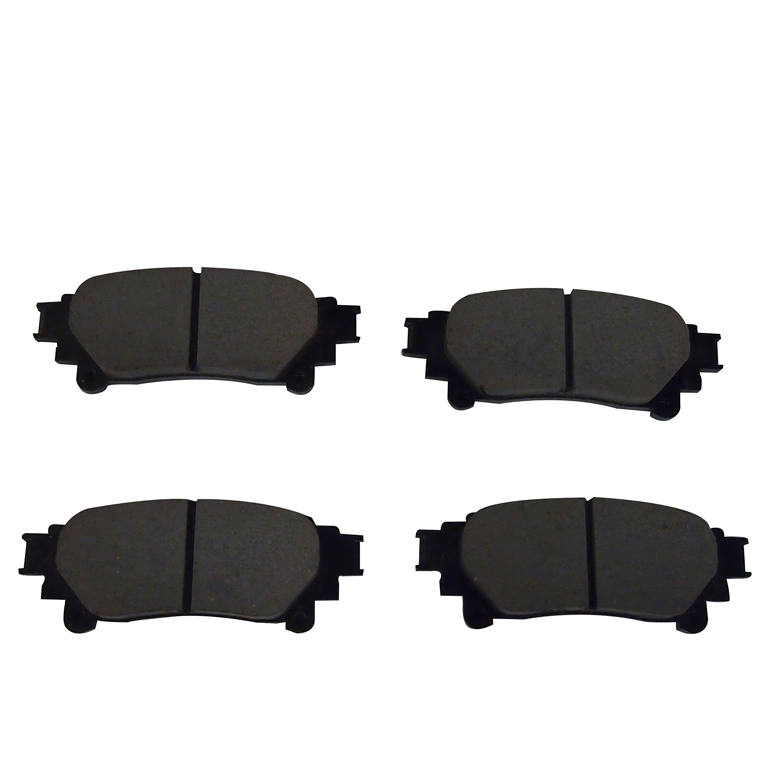 Automotive rear brake pad with compact friction surface and steel backing plate