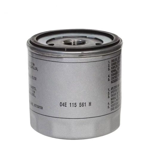 Spin-on oil filter with cylindrical metal housing and threaded base