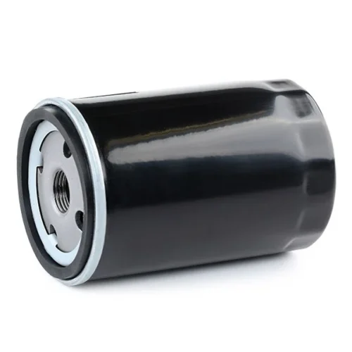 Cylindrical oil filter with smooth black steel housing