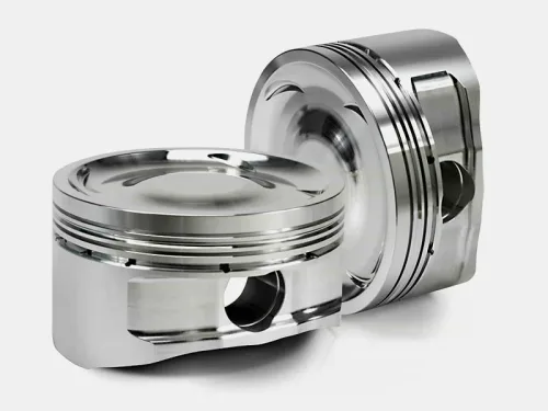Engine piston with aluminum alloy body and machined crown surface