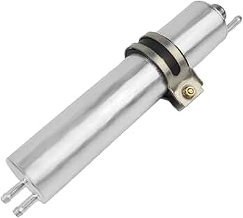BMW gasoline fuel filter 16126750475 with cylindrical metal housing.