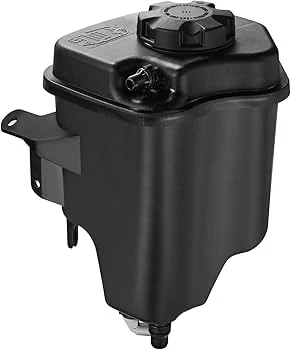 Heat-resistant plastic coolant reservoir with smooth molded exterior