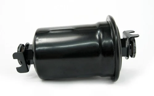 23300-75040 Toyota Coaster gasoline fuel filter with reinforced metal housing.