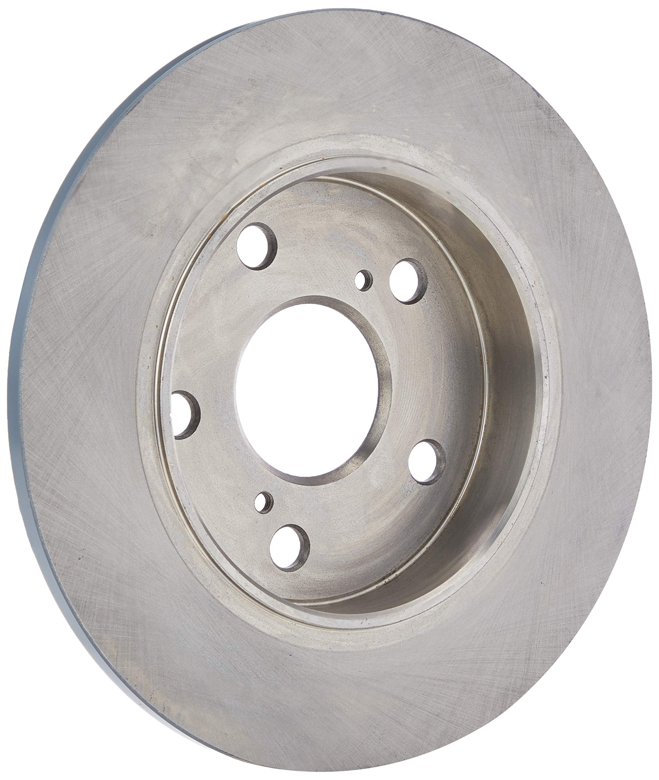 Automotive rear brake disc with circular cast iron rotor and smooth braking surface