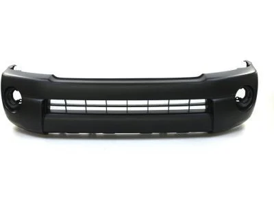 Front bumper with molded plastic exterior shell and wide horizontal profile for Toyota Hilux