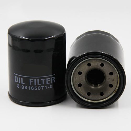 Cylindrical metal oil filter with smooth painted steel exterior