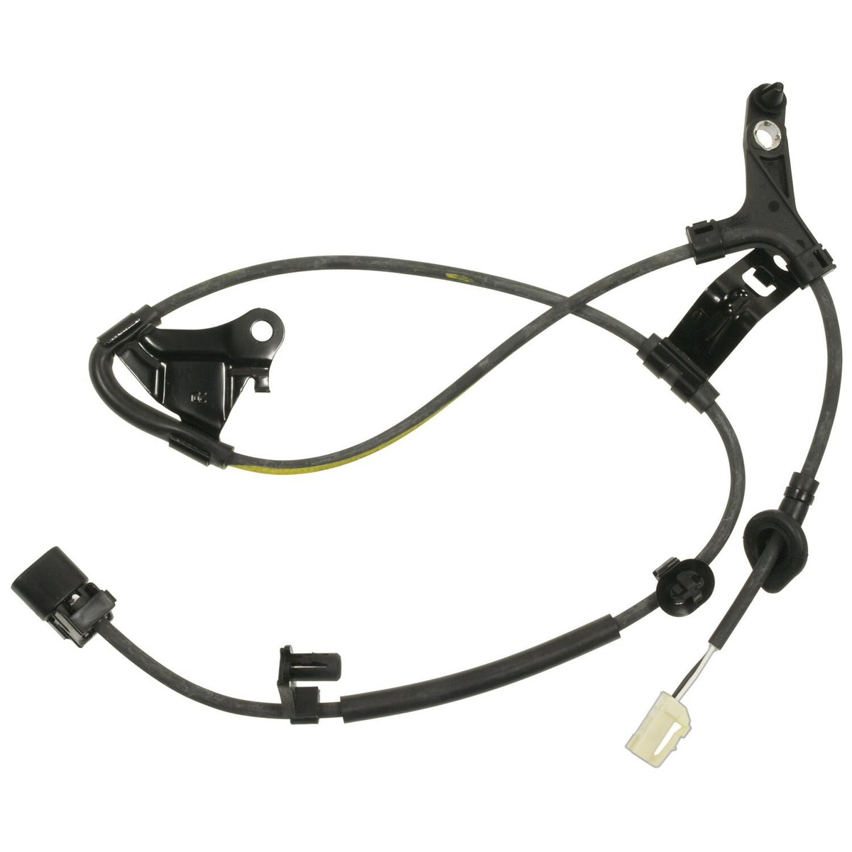 Rear ABS wheel speed sensor with molded plastic body and extended cable lead