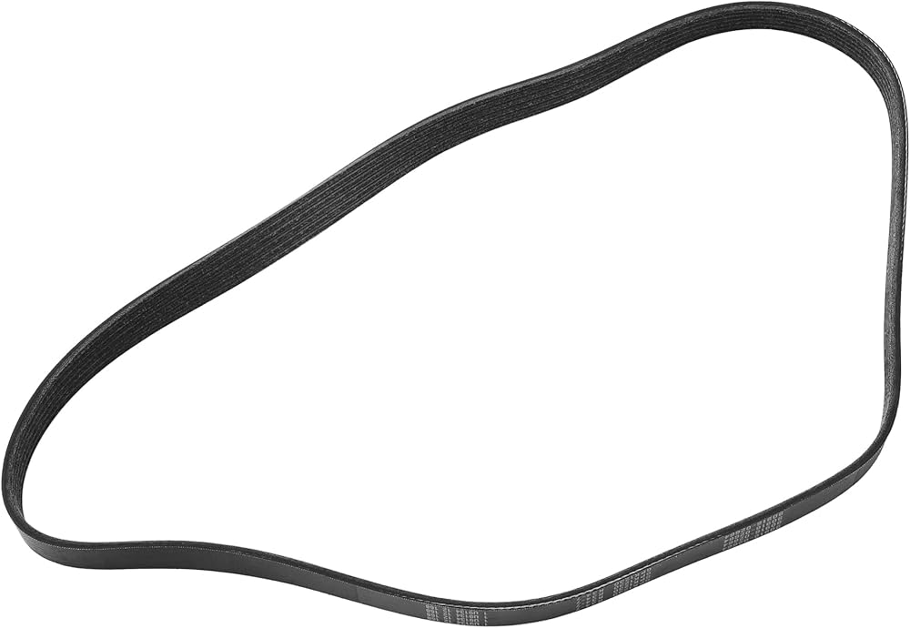 Multi-rib serpentine belt with reinforced black rubber construction and uniform rib profile