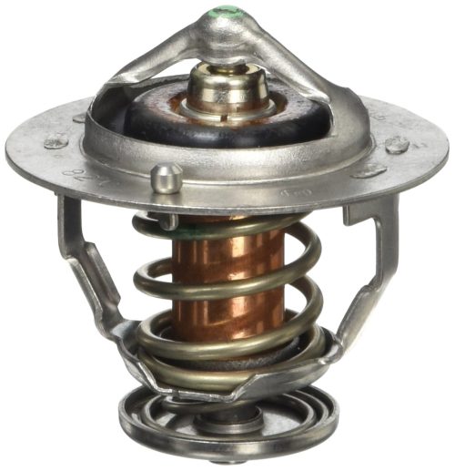 Engine thermostat with metal housing and integrated valve assembly