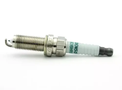 Toyota Corolla spark plug 90919-01253 with metal shell and ceramic insulator.