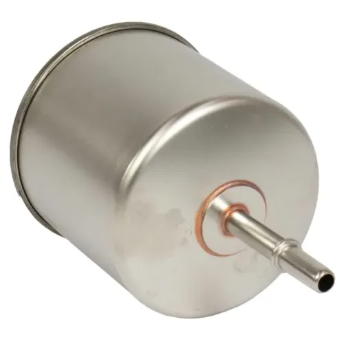 92FB-9155-A1B Ford Carnival fuel filter with compact cylindrical housing and aligned inlet connections.
