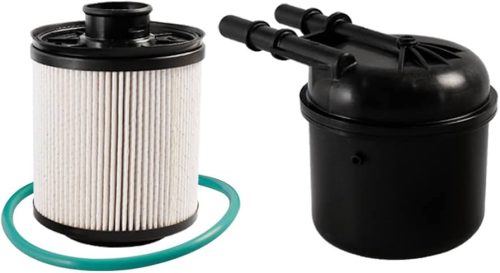 BC3Z-9N184-B fuel filter for Ford F-450 Super Duty showing reinforced diesel housing and connector layout.