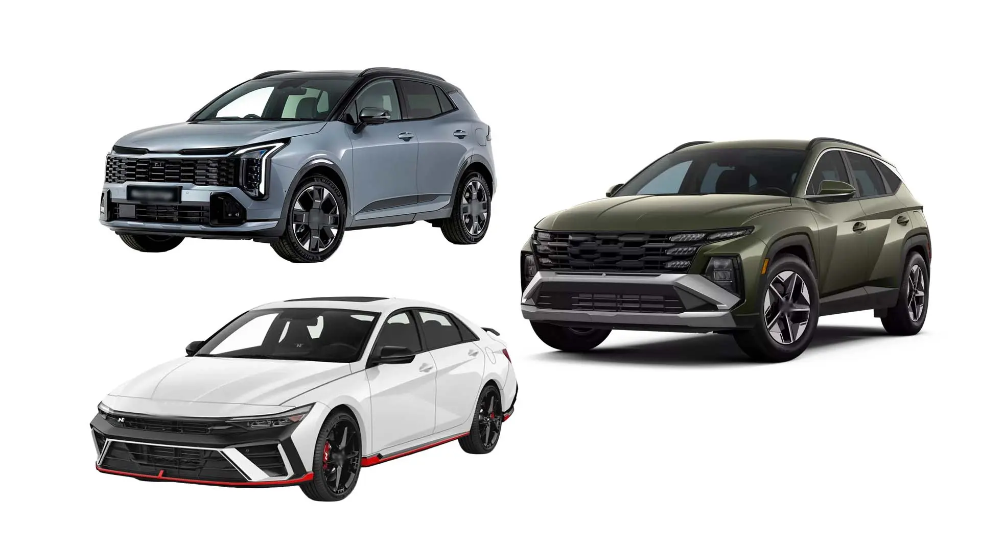 Korean vehicle line-up illustrating compatible parts for Hyundai and Kia platforms