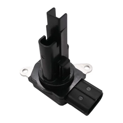 Mass air flow sensor with widened plastic housing and offset electrical connector opening