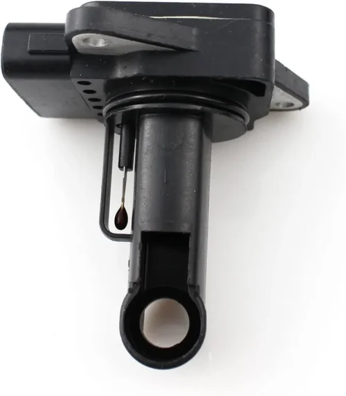 Plastic mass air flow sensor housing with rectangular body and integrated electrical connector