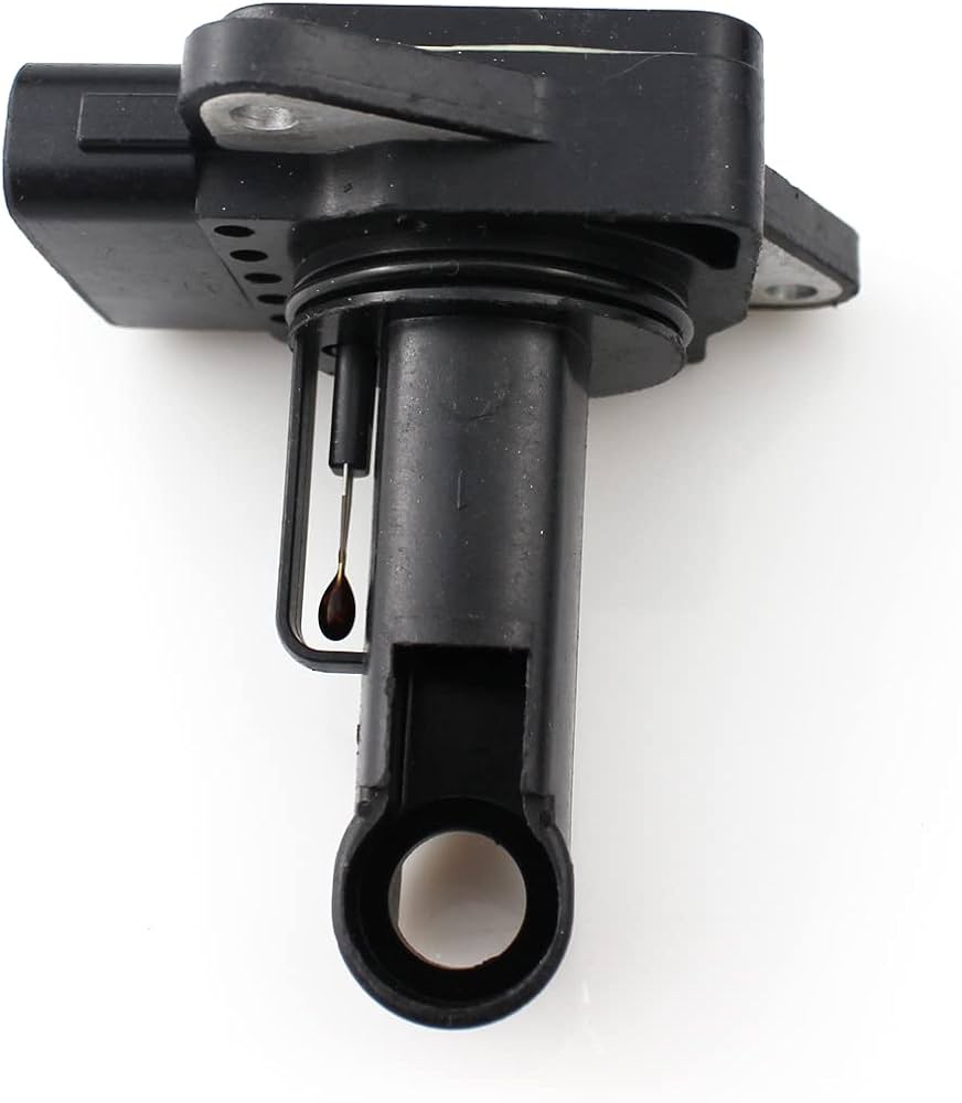 Plastic mass air flow sensor housing with rectangular body and integrated electrical connector