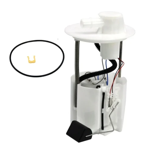 In-tank fuel pump module with cylindrical plastic housing and integrated top outlet