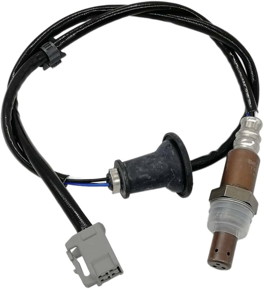 Downstream oxygen sensor with elongated metal body and recessed threaded section