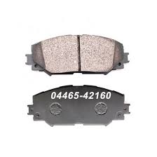 RAV4 brake pads featuring grey friction surface and stamped metal backing plate marked 04465-42160