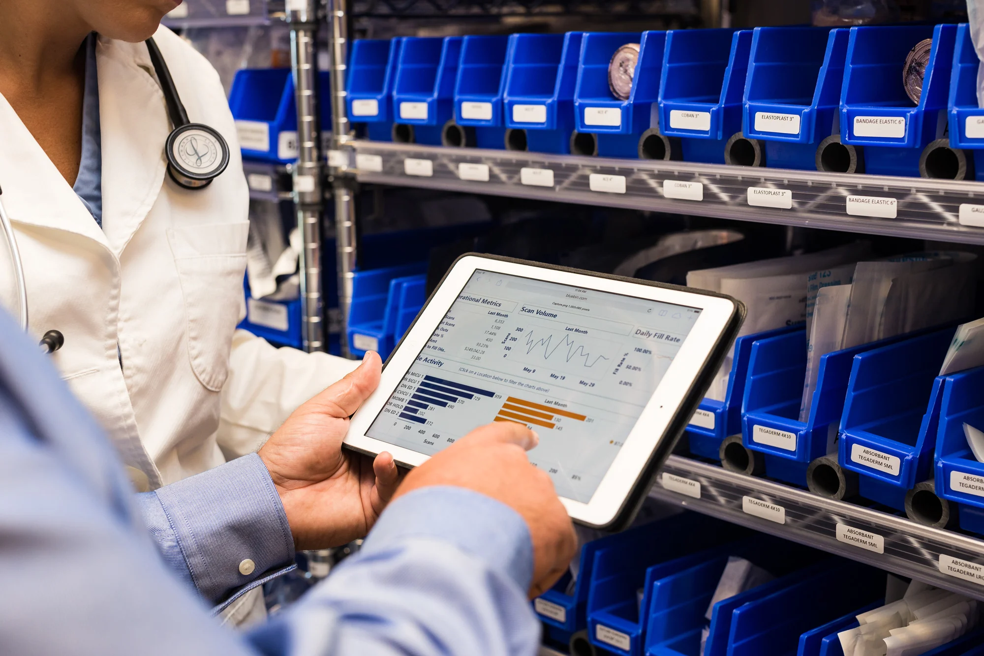 Aftermarket auto parts supplier warehouse inventory shelves showing mixed fast-moving and slow-moving stock distribution