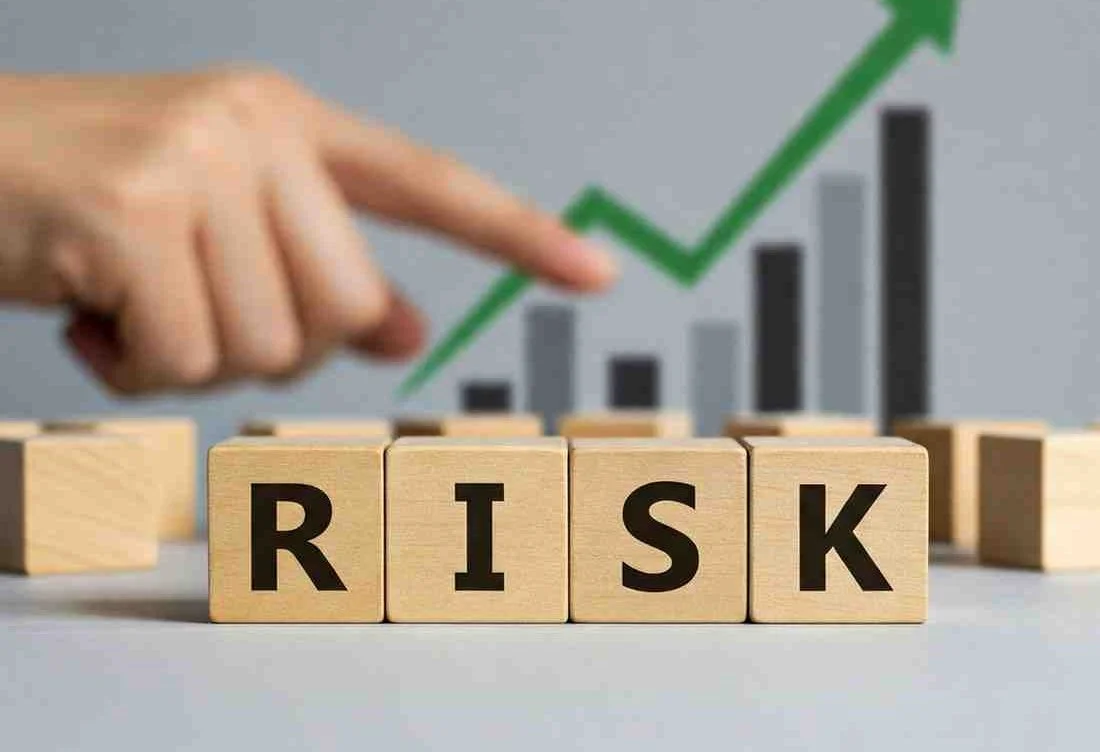 Risk concept illustration related to aftermarket auto parts supplier sourcing decisions with upward trend background