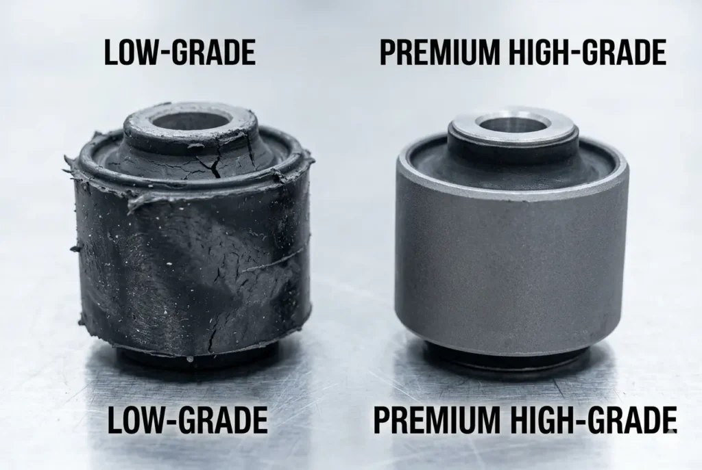 Comparing high-grade suspension control arms against low-price aftermarket alternatives in a technical laboratory