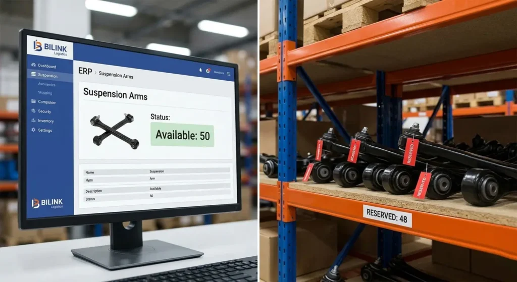 Wholesale automotive parts suppliers comparing ERP stock numbers with physical reserved stock truth.