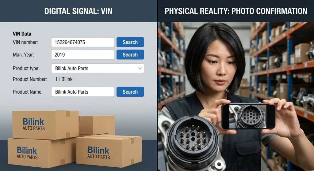 Car parts by VIN sourcing compared with photo confirmation, showing why visible part details improve fitment accuracy.