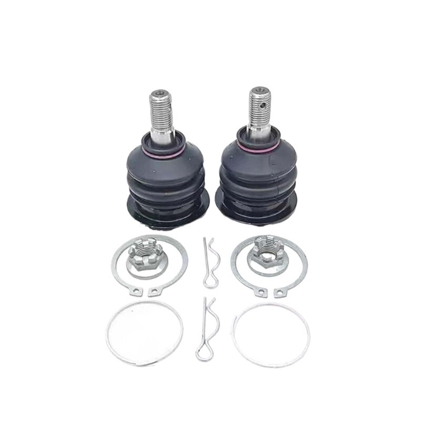 GWM Poer front suspension joint kit with rubber dust boots, threaded studs, washers, circlips, and small retaining hardware